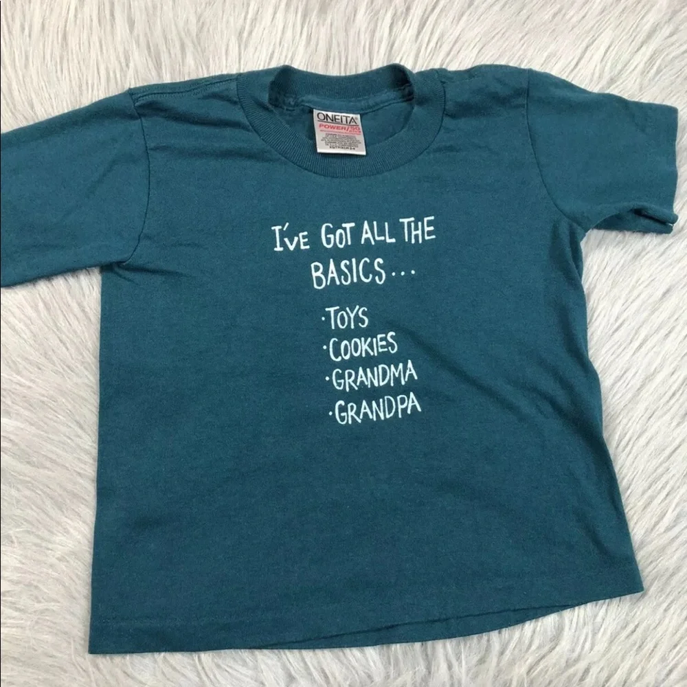 Vintage Teal Green Toddler Single Stitch Grandma Grandpa T Shirt